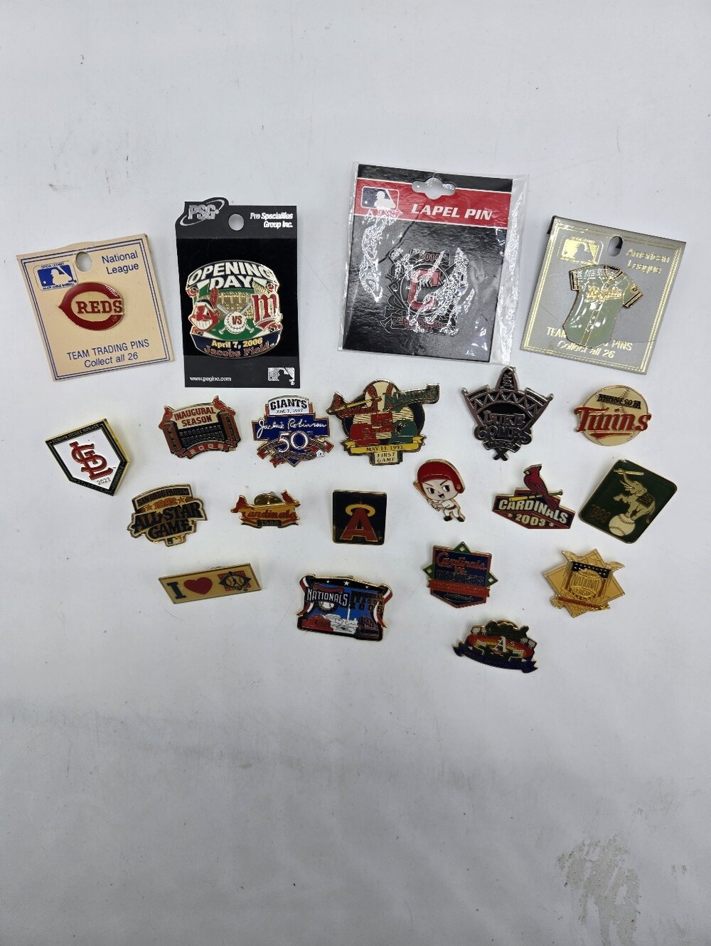 Lot of 21 MLB Baseball Lapel Pins Ball Park Twins Nationals Cardinals Vintage